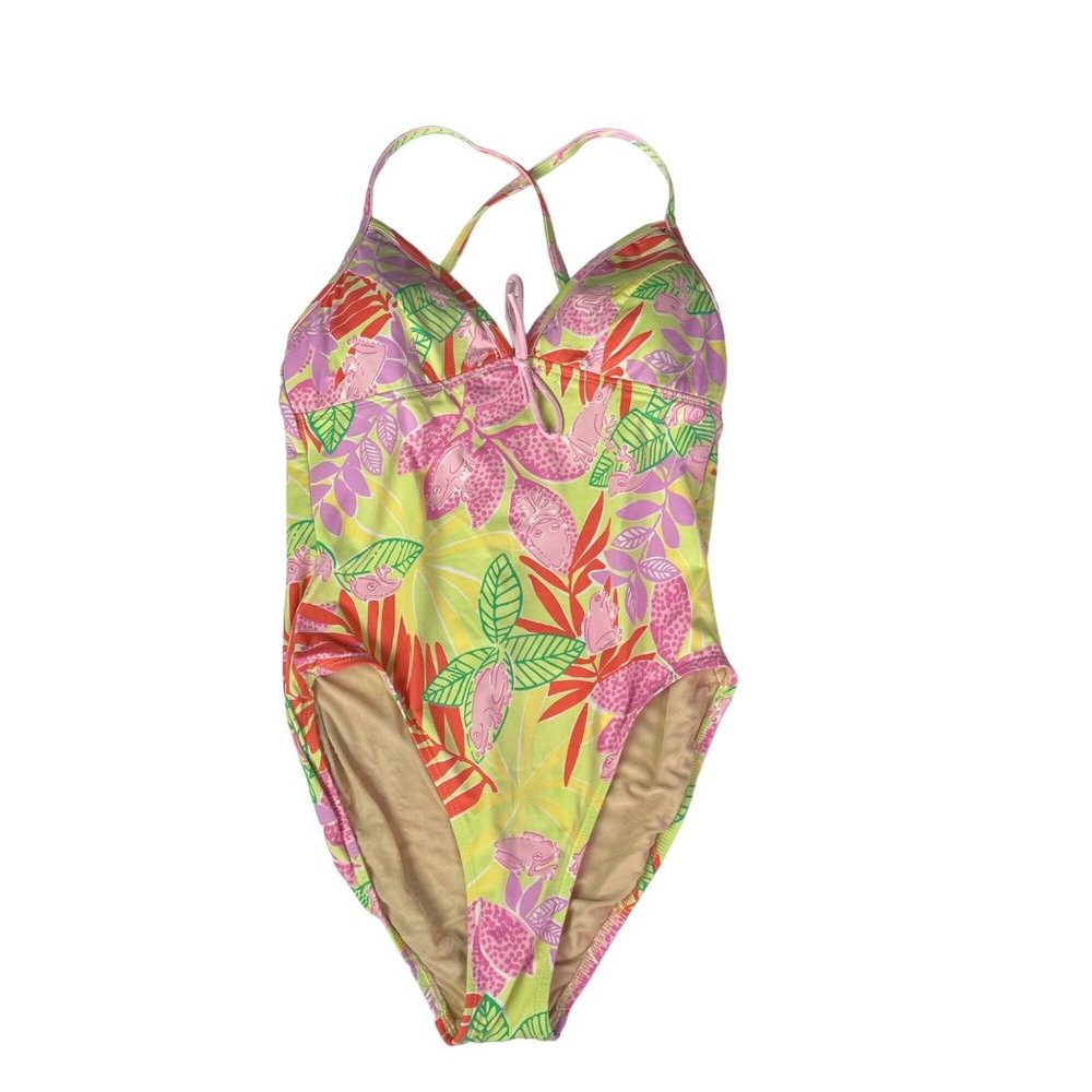 Lilly Pulitzer Tree Frog Swimsuit Jungle Print One Piece Size 8 Vintage Tropical
